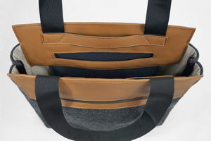 STERTHOUS - felted wool and vegan leather tote bag | sustainable product design | made in USA