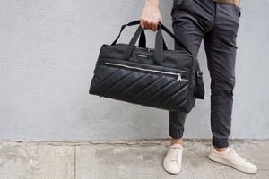 STERTHOUS - black vegan leather hand-quilted weekender