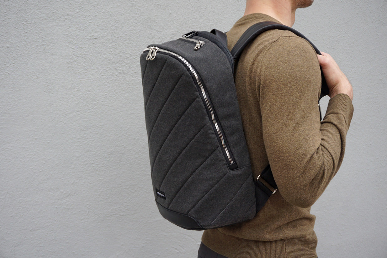 STERTHOUS - hand-quilted laptop backpack with vegan leather | sustainable product design | made in USA