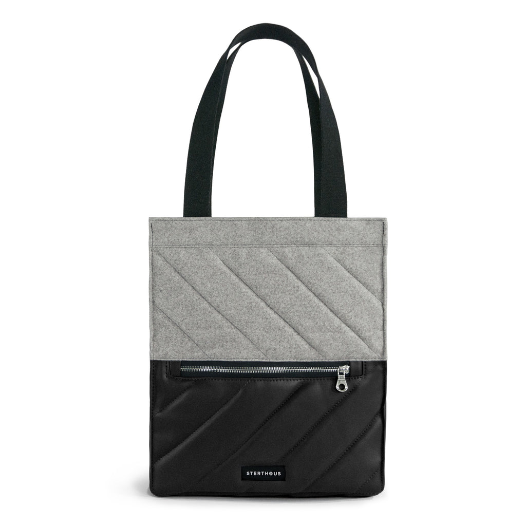 STERTHOUS - hand-quilted vegan leather tote bag with laptop pocket | sustainable product design | made in USA